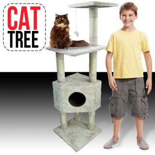 Deluxe 53 Cat Tower Tree Condo Scratcher Furniture Kitten House Beige 