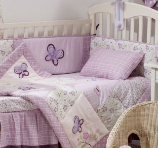 PIECE PINK & PURPLE BUTTERFLY BABY CRIB BEDDING COT SET RRP $250.00