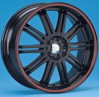 18 in VOLANTE COUPE WHEELS 4 NEW 18X7.5 BLACK RIMS with RED STRIPE 5 
