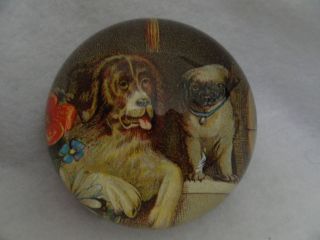 JOHN DERIAN CRYSTAL DOME PAPER WEIGHT OF TWO DOG FRIENDS