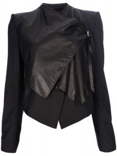 NEW 2012 Helmut Lang Linen & Leather Black Combo Jacket $825