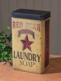 Vintage Country RED STAR LAUNDRY SOAP Primitive Room Tin