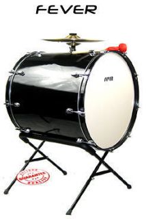 Fever 24x24 Drum Bass Tambora with Stand and Mallet Black, FEV2424 BK