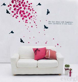   Leafs Birds Removable PVC Wall Sticker Home Decor Room Decal Large