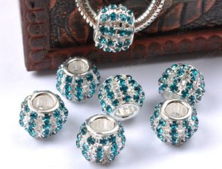   Swarovski crystal silver European big hole charm beads 12MM SH1159