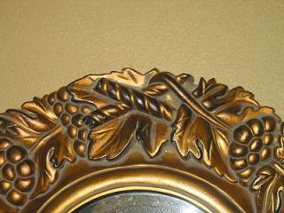   Elaborate Baroque Syroco Style Ornate Round Gold Gilt Mirror 24 Dia