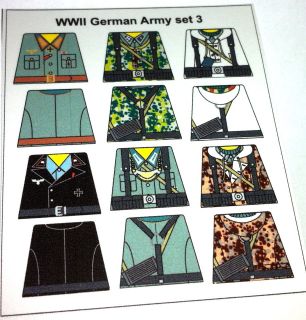 NEW Custom stickers for lego german soldiers   set 3 WW2 german 
