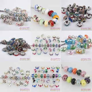   MIXED COLOR CRYSTAL CERAMIC EUROPEAN BIG HOLE BEADS FIT CHARM BRACELET