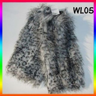 New fluffy Fuzzy Faux Fur Leg Warmers Muffs Boot Covers Li Grey WL4105