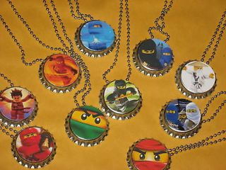 lego ninjago party favors lot of 20 bottle cap ball chain necklace