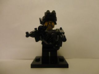 custom lego military ARMY MINIFIGURE WITH BRICKARMS WEAPONS , VEST 