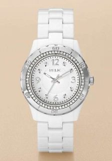 RELIC BY FOSSIL WHITE RESIN CRYSTAL WOMENS WATCH ZR11898 BELLA*