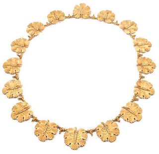    AUTHENTIC BUCCELLATI 18K YELLOW GOLD DIAMOND GERANIUM LEAF NECKLACE