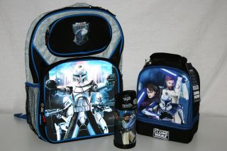 STAR WARS THE CLONE WARS BACKPACK, LUNCH TOTE/BAG & FUNTAINER BOTTLE 