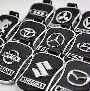    shaped Leather + Metal Auto logo Key Chain Ring Key Fob Holder Hot