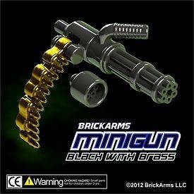 BrickArms 2.5 Scale LOOSE Weapon Minigun Black with Brass Ammo Chain