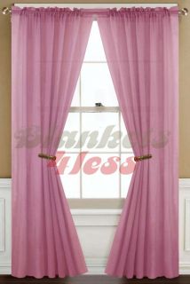 Rose   Pink Solid 2 Piece Voile Sheer Window Curtain Panels   Brand 