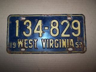 1957 West Virginia license plate 57 WV