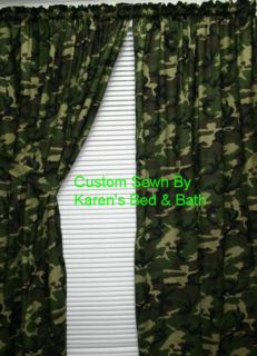   Camo Army Green Brown Curtain Drapery Set   2 Panels + Tiebacks NEW