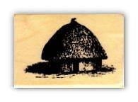 AFRICAN HUT Mounted rubber stamp, #17