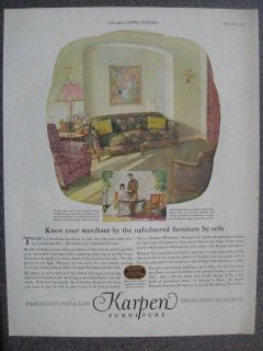 1925 Karpen Furniture Ad Living Room Scene