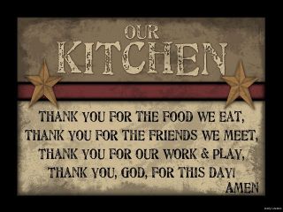 KITCHEN THANK YOU FOR THE FOOD SIGN Inspirational Primitive Rustic 