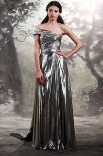 REEM ACRA Liquid Platinum Long Gown Dress $4465 8 NEW