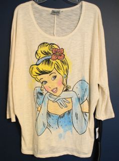 New Disney World Kingdom Couture CINDERELLA Dolman Top Shirt Misses XL