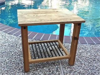   Raw Solid Wood End Sm Table w Black Accents Rustic furniture s