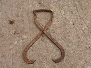   Rustic Country Farm Decor Iron Ice Tongs Tool Hay Hook Grabber