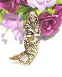 New Vintage Gothic Bronze Two Fingers Beauty Fish Mermaid Double Ring 