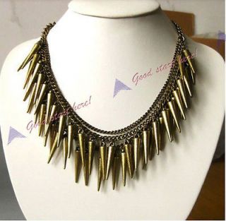   Multi Layer Spike Rivets Stud Tassels Party Charms Choker Necklace