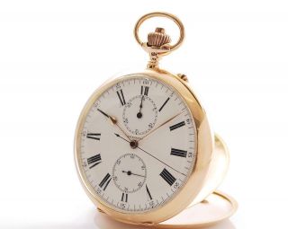    LONGINES CHRONOGRAPH 38.8 gr 18K SOLID GOLD OPEN FACE POCKET WATCH