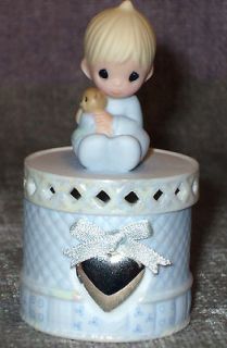 Precious Moments Porcelain Trinket Box with Heart Locket, Birth date 