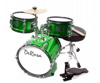 GREEN Drum Set Starter Band 3PC 12 Great Gift KIDS Learn How To Play 