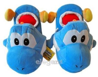 Nintendo Super Mario Brothers Bros Blue Yoshi Plush Kids Slipper 1 