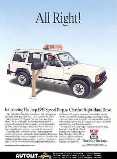 1993 Jeep Cherokee RightHand Drive Postal Mail Brochure
