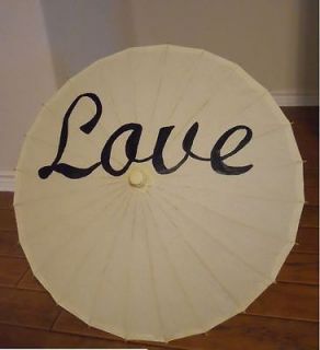 Wedding Hand Painted Love Parasol   Ivory   Ready to Ship