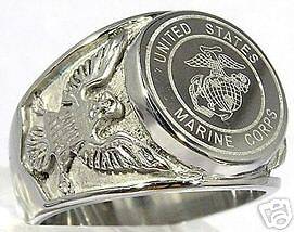 Mens Stainless Steel Marine Corps Ring Sz. 10 New