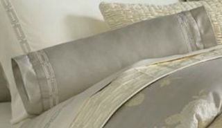 Martha Stewart Linen Floral Neckroll Pillow Taupe Links NEW