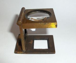   ANTIQUE POCKET FOLDING TRAVELING BRASS MAGNIFIER MAGNIFYING GLASS rare