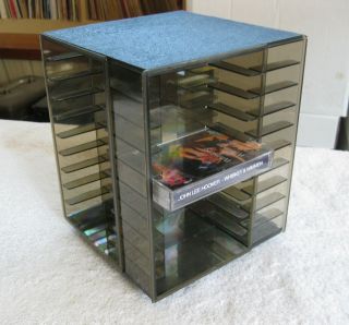 Fischer Produts Vintage Cassette 40 Tape Storage Rack Bin Rotating 