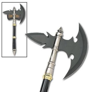 Gothic Albion Steel Fantasy Battle Axe w/ Wall Plaque
