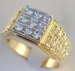 STONE NUGGET MENS RING 14K gold overlay size 9