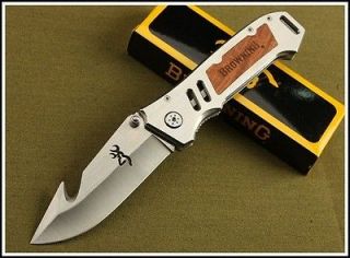 BROWNING Steel Folding Pocket Gut Hook Guthook Knife K124 Side lock W 