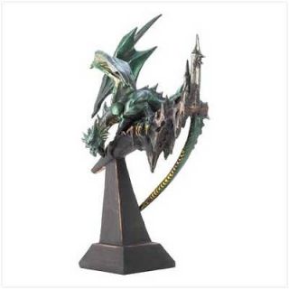   Metallic Green EMERALD DRAGON Statue Sculpture Figure Figurine Gift