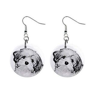 So Cute a Pair of Havanese Face Dog Puppy 1 Dangle Metal Earrings New
