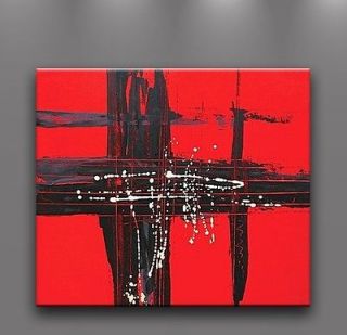   Abstract Modern Art on Canvas Handmade Wall Decor Large Red Black