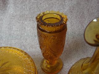 Tiara Crystal (Glass) Sandwich Amber Miniature Vase