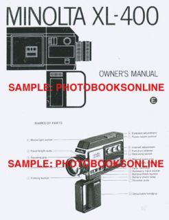 Minolta XL 400 Movie Camera Instruction Manual